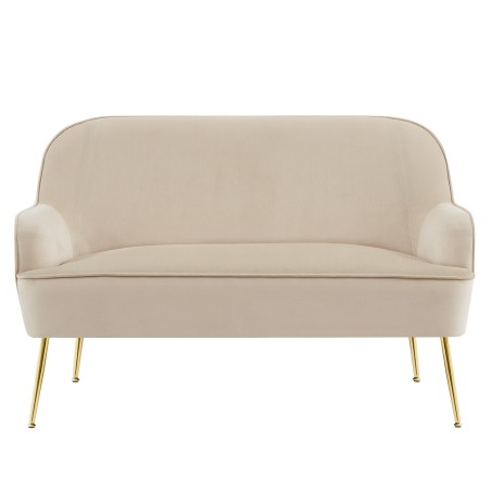 Canapé droit MARCELINO fixe velours beige 