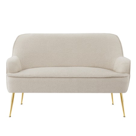 Canapé droit MARCELINO fixe tissu bouclette beige 